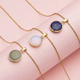 Collier pierre de lune rond en acier
