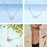 Collier Cœur Zircon couleur argent Doré