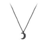 Collier Lune Noire couleur argent