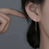 Boucles d'oreilles lune étoile asymétriques (couleur argent)