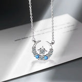 Collier Lune Goutte Zircone (Argent)
