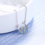 Collier Lune Goutte Zircone (Argent)