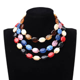 Collier ras du cou perles marbrées