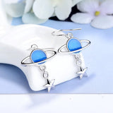 Boucles d'Oreilles Pendantes Planète couleur argent