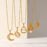 Collier Lune Perles finition dorée