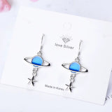 Boucles d'Oreilles Pendantes Planète couleur argent