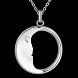 Collier lune couleur argent