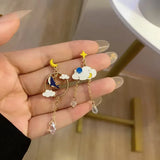 Boucles d'oreilles lune asymétriques pendantes