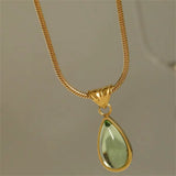 Collier goutte bleue, chaîne serpent argentée