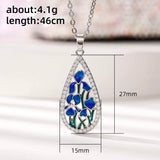 Collier Pendentif Goutte Émail Bleu