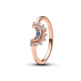 Bague Fleur couleur argent Zircons Ajustable
