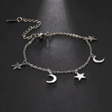 Bracelet Lune et Étoiles en Acier