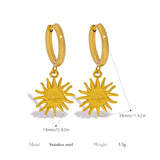 Boucle d'oreille pendante Soleil (Acier)
