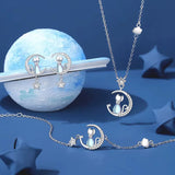 Collier Chat et Croissant de Lune Argent