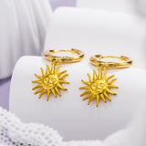 Boucle d'oreille pendante Soleil (Acier)