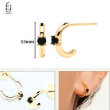 Boucles d'oreilles créoles lune et étoile noires