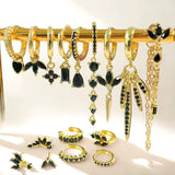 Boucles d'oreilles créoles lune et étoile noires