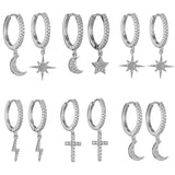 Boucle d'oreille Lune créole dorée zircons