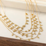 Collier Acier Pendentif Zircone Doré