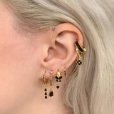 Boucles d'oreilles créoles lune et étoile noires