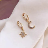Boucles d'oreilles lune et étoile asymétriques