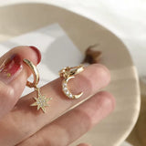 Boucles d'oreilles lune et étoile asymétriques