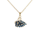 Collier Cygne Zircon Bleu et Rose Or