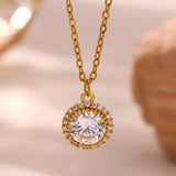 Collier Fleur Zircons Chaîne Dorée