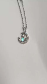 Collier Chat et Croissant de Lune Argent