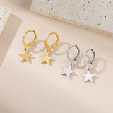 Boucles d'oreilles créoles lune et étoile dorées