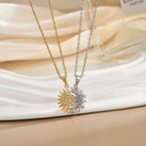 Collier Lune aimanté en acier et zircons