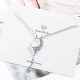 Collier Lune Goutte Zircone (Argent)