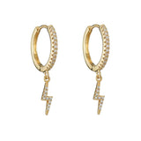 Boucle d'oreille Lune créole dorée zircons