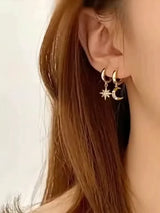 Boucles d'oreilles lune et étoile asymétriques