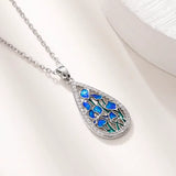 Collier Pendentif Goutte Émail Bleu
