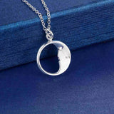 Collier lune couleur argent