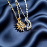 Collier Lune et Soleil en zircons (doré)