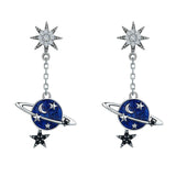 Boucle d'oreille lune et étoiles bleues