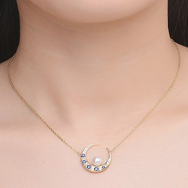collier demi-lune avec perle