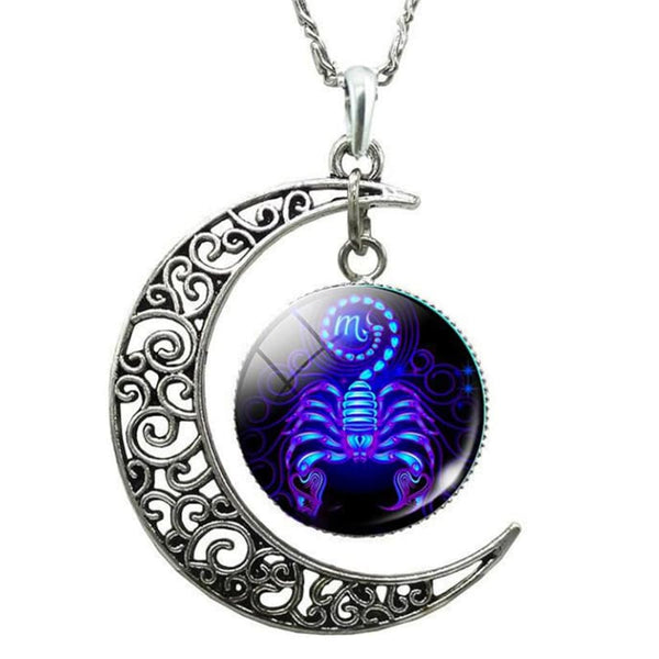 Collier lune signe du zodiac scorpion