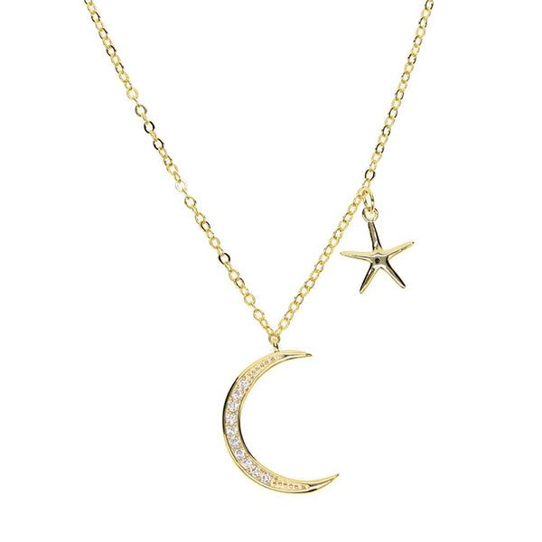 collier lune or avec étoile pour femme 