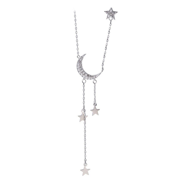 collier lune avec étoiles minimalistes