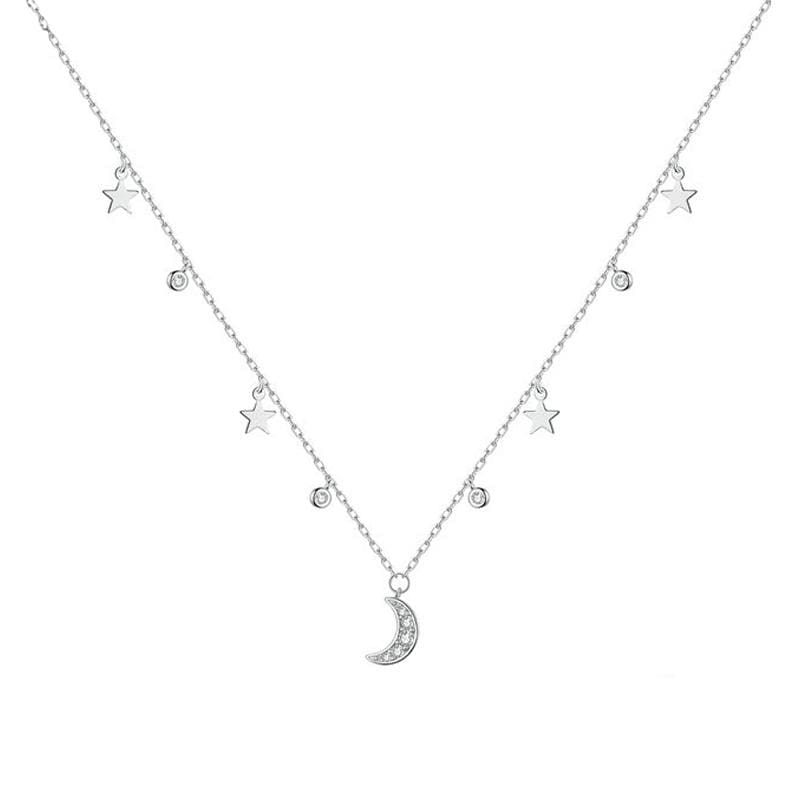 collier lune brillante et étoiles