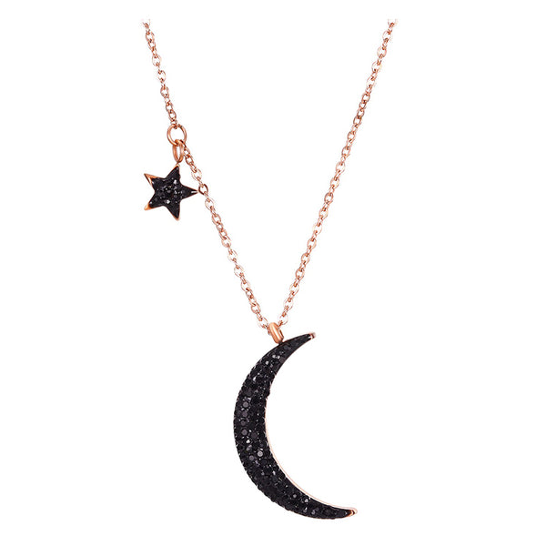 collier lune noire avec étoile