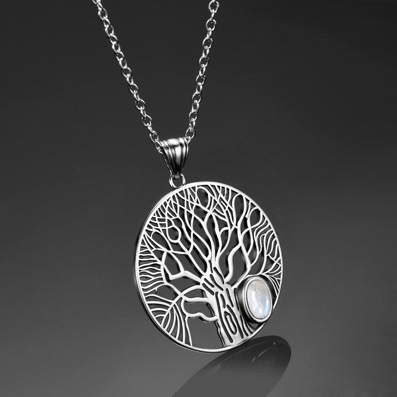 collier pierre de lune arbre de vie elfique
